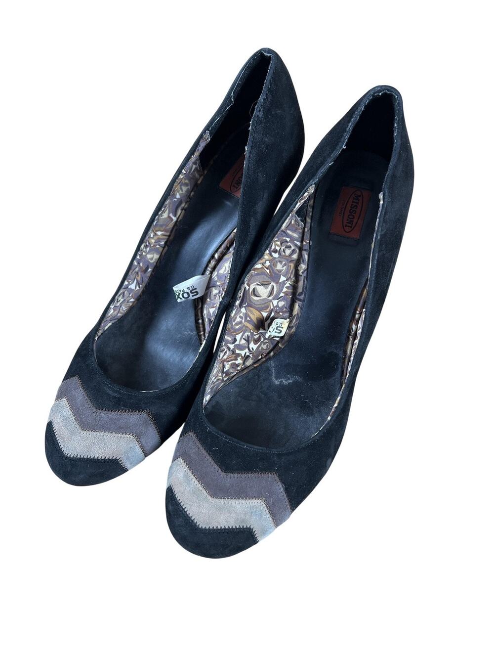 Missoni For Target Shoes Womens Size 5.5 Black Slip-On Suede Chevron Lined